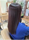 メテオストレート×ピンクブラウン白髪染め