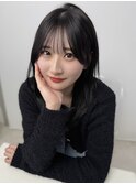 毛先ワンカール ミディアムレイヤー 韓国顔周り