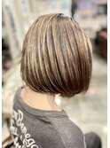 大人ショートボブ ミルクティーベージュ/カット/ボブ/髪質改善/