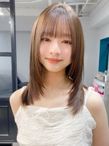 エトラ 渋谷店(etora) 小顔 前髪 レイヤーカット くびれヘア アプリコットオレンジ"