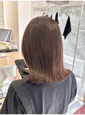 ホワイトグレージュミニウルフデジタルパーマチェリーブラウン