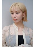 ミルクティブロンド　切りっぱなし　外ハネボブ