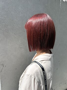 シュガー ヘアアンドネイル 仙台(SUGAR) 【ブリーチなしWカラー】ぷつっとボブ×チェリーレッド♪