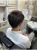 アップバングショート【ツーブロック刈り上げ黒髪短髪】