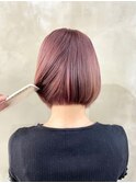 ボブ/ピンクベージュカラー/ブリーチ/ダブルカラー/原宿