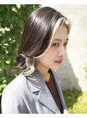 ボブミディアムレイヤーカーテンバングインナーカラーパーマロブ
