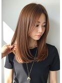 30代40代50代暖色系ブリーチありオレンジベージュ透明感カラー