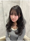 ミディアムヘア暗めカラー/デザインカラー/フェイスフレーミング
