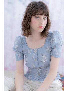 ミック 日暮里店(miq) フレンチガーリーシアカラーチャコールグレー小顔ふわミディc1