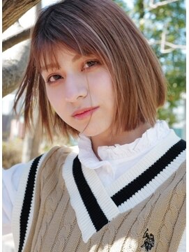 アレンヘアー 九条店(ALLEN hair) ハイライト×丸みぱっつんボブ