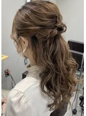 編み込みハーフアップヘアセット