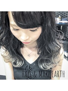アース 錦糸町店(HAIR&MAKE EARTH) シルバーグレー×コントラストハイライト×エアータッチ