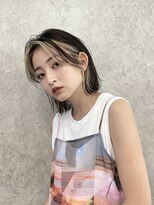 サンク 原宿 表参道(cinq) 前髪インナーカラーボブナチュラルボブベージュ暖色系寒色系30代