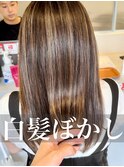 脱白髪染めハイライト/白髪ぼかし/白髪染め/キッズカット