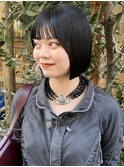 花田/ボブ/切りっぱなしボブ/ミニボブ/黒髪ブルーブラック下北沢