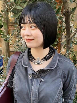 ラミエバイメルト 下北沢(lamie by melt) 花田/ボブ/切りっぱなしボブ/ミニボブ/黒髪ブルーブラック下北沢