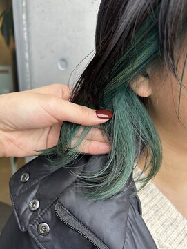 アチーブ ヘア デザイン(achieve hair design) イヤリングカラー×グリーン×外国人風カラー10代20代30代