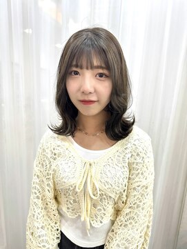 エトネ ヘアーサロン 仙台駅前(eTONe hair salon) medium【外ハネ×オリーブベージュ】