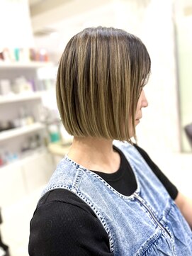 ハピネス 西大寺店(Happiness) ショートボブパーマ20代30代40代イヤリングカラー大人可愛い