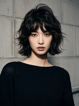 タッセルボブウルフボブマッシュウルフミディアムヘアカラー