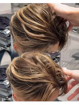 ステラ(STELLA) メンズ/バレイヤージュ/センターパート/ブリーチ&ダブルカラー