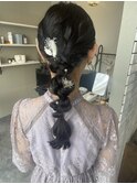 結婚式お呼ばれヘアアレンジ大人可愛いあみおろしアレンジ