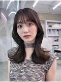 黒髪ボブルフネビージュ小顔ワンレン顔まわり韓国レイヤーカット