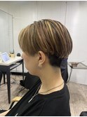 ハンサムショート小顔カットハイライトベージュケアブリーチ所沢