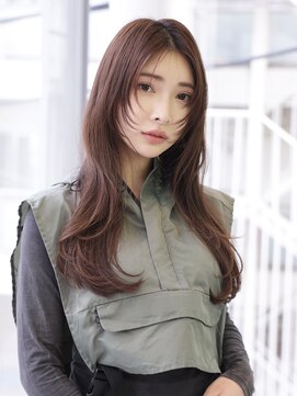 エムスラッシュ たまプラーザ(M.SLASH) 顔回りレイヤー/レッドブラウン/ロングウルフ/たまプラーザ