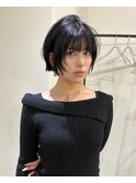 アッシュグレーボブ ヘアアレンジプードルパーマロングヘア
