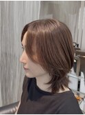ウルフボブ×ベージュカラー