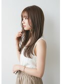 シースルーバングロングレイヤー30代40代透明感ブラウンカラー