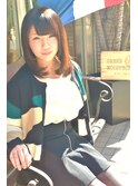 流しバングで小顔のセミディ