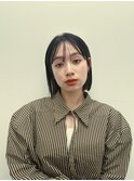 黒髪ボブ/シースルーバング/肩上ボブ