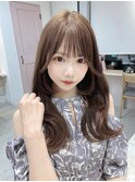 韓国風/透明感カラー/オリーブベージュ/前髪/小顔カット