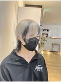 ホワイトグレージュミニウルフチェリーブラウンデジタルパーマ