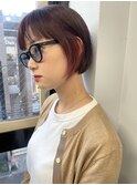 NUDEインナーカラー イヤリングカラー ボブ 大人ショートボブ