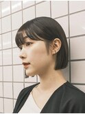 ボブ　外ハネボブ　くびれヘア　夏　縮毛矯正　ハイライトカラー