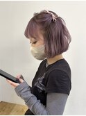 【ボブヘア×ピンクラベンダーカラー】