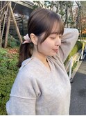 ナチュラル小顔前髪あり後れ毛サイドバング結べるボブくびれヘア