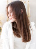 ■くすみベージュかきあげバングレイヤーロング712川口20代30代