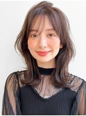 似合わせカットセミディエアリーカール外ハネボブうる艶髪