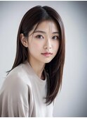 ボブルフネビージュ小顔ワンレン黒髪