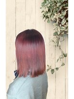 ヘアーサロン ベルカ(hair salon BELLKA) ラズベリーピンク×切りっぱなし ミディアムボブ