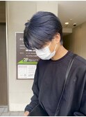 センターパート/ブルーブラック/ニュアンスパーマ
