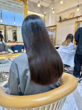 ロンドアベニール 北千住(Lond avenir) ブリーチなしチェリーブラウン髪質改善縮毛矯正酸性ストレート