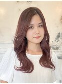 ダブルカラーピンクベージュベージュカラーケアブリーチレイヤー