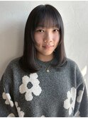 シースルーバング 顔周りカット ミディアムレイヤー 髪質改善