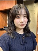 ミディアムレイヤーパーマゆるめパーマくびれレイヤー