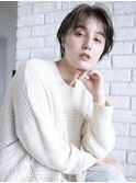 丸みナチュラルショート_ハイライトカラーオリーブカラー_37608